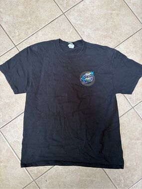 Santa Cruz Black Tee with Gold Logo Tag